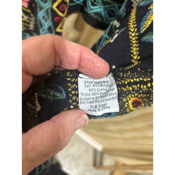 Johnny Was Black Floral Embroidered Blazer - Picture 7 of 8